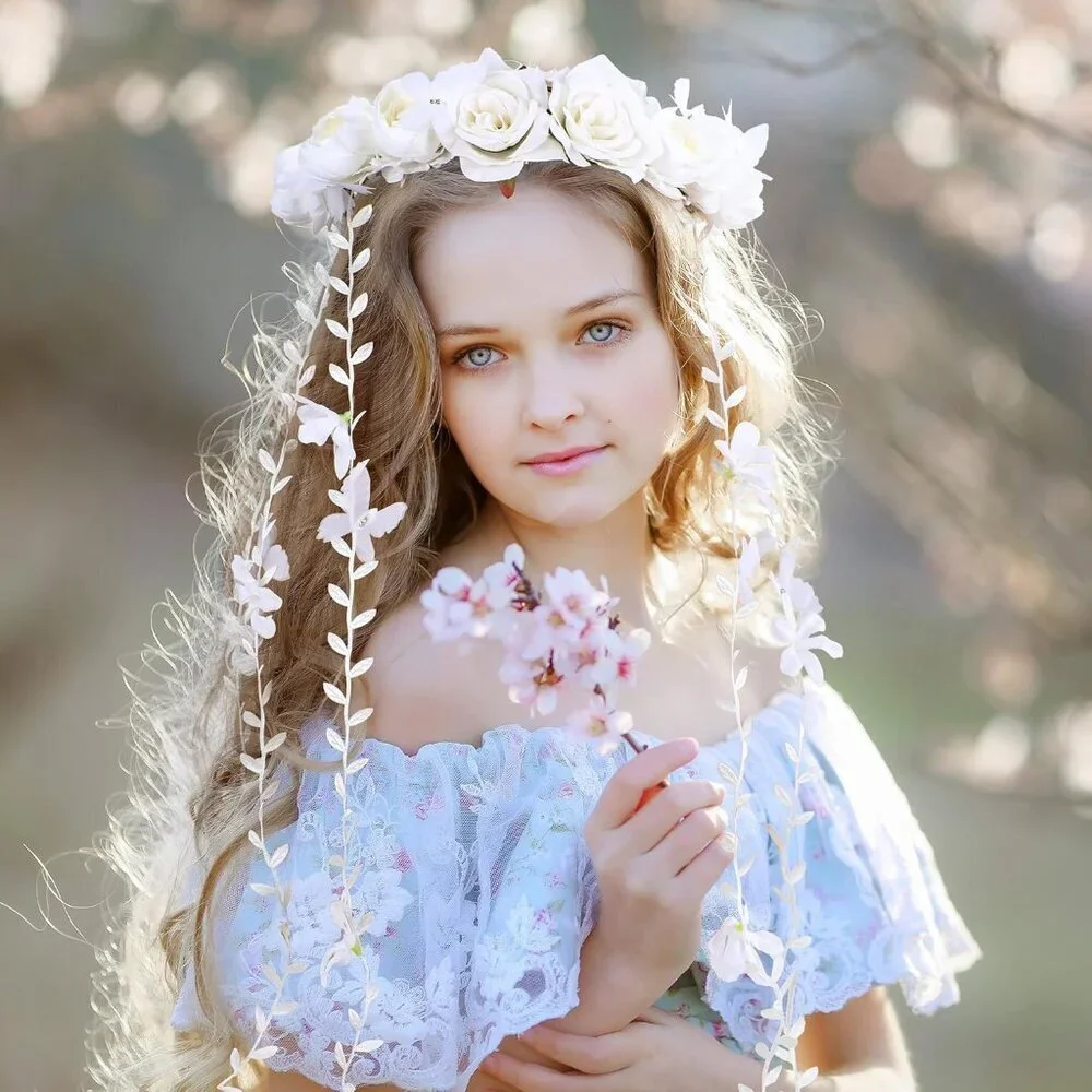 Women Flower Headpiece Fairy Floral Crown Renaissance Cosplay Wedding